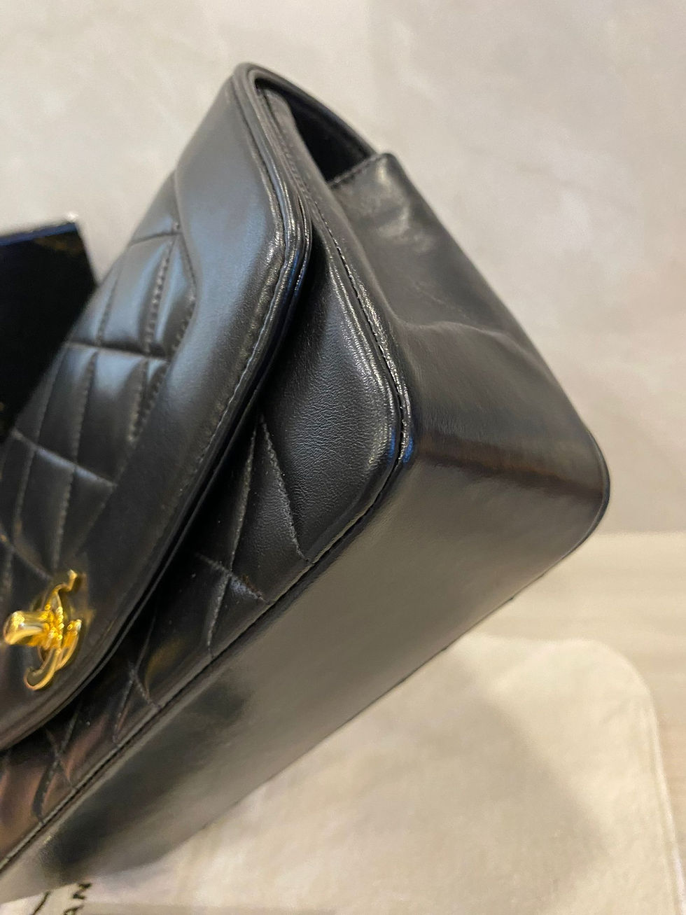 Thumbnail: CHANEL DIANA FLAP SMALL 24K GOLD PLATED HARDWARE BLACK LAMBSKIN