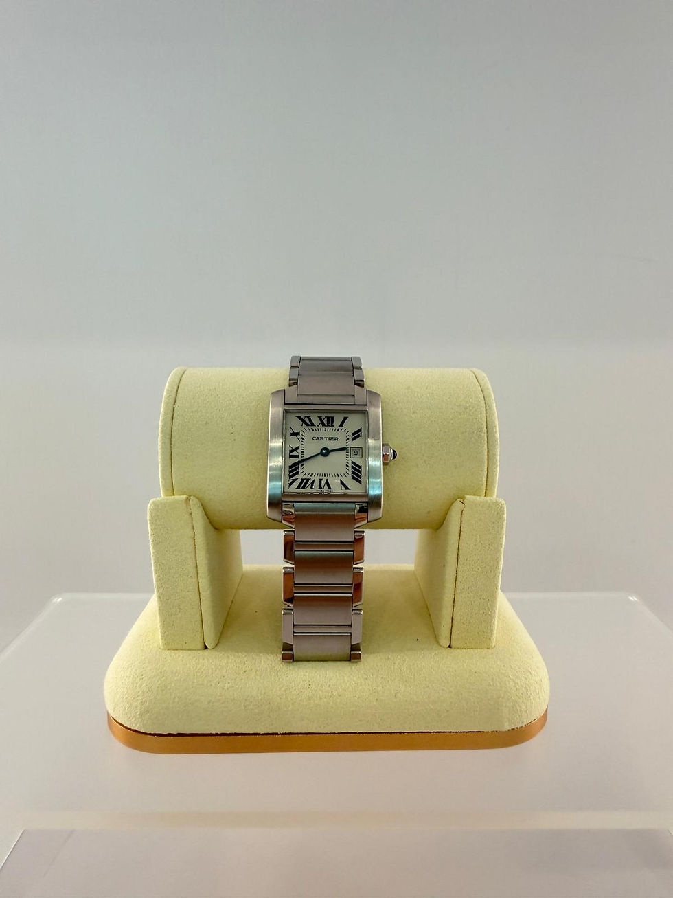 Thumbnail: CARTIER TANK FRANCAISE MEDIUM STEEL QUARTZ DATE WATCH