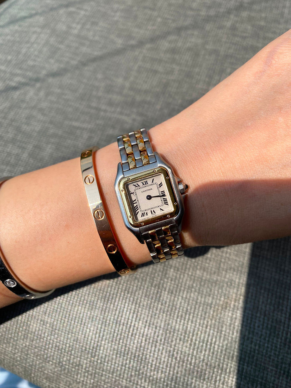 Thumbnail: CARTIER PANTHERE SM TWO TONED 18K GOLD BEZEL QUARTZ - 90s