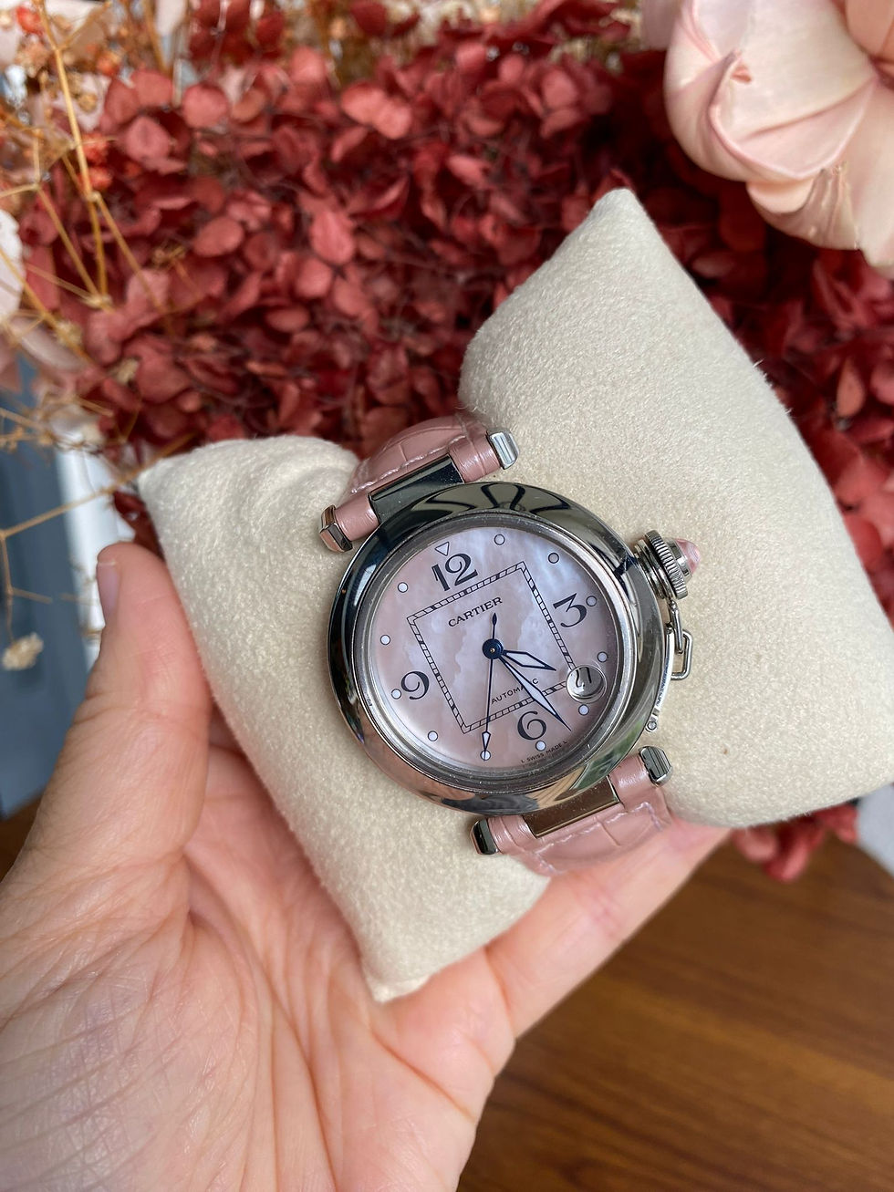 Thumbnail: CARTIER PASHA 36MM PINK MOTHER OF PEARL AUTOMATIC WATCH