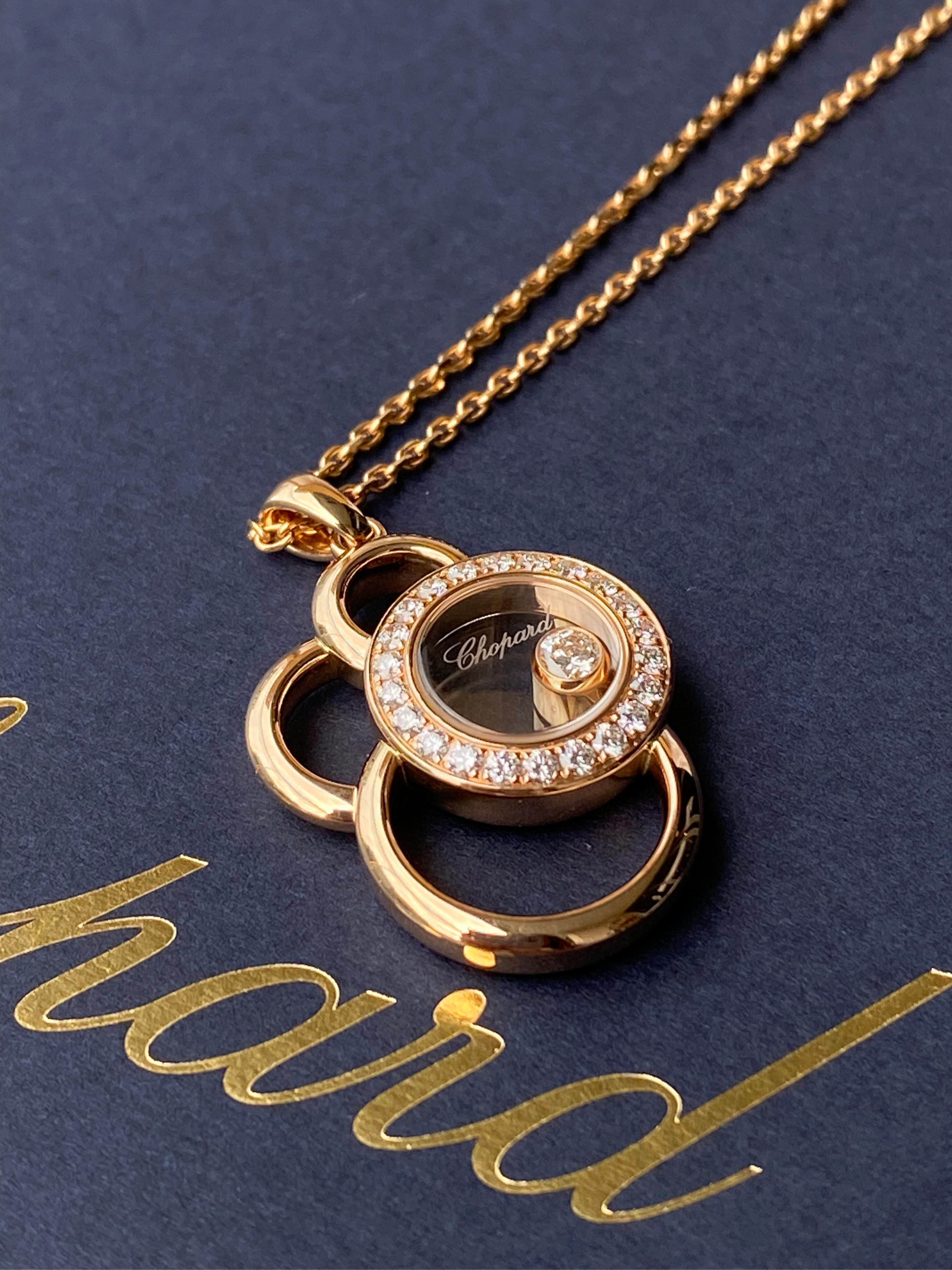 CHOPARD HAPPY DIAMONDS SPIRIT BUBBLE 3-CIRCLE NECKLACE 18K RG
