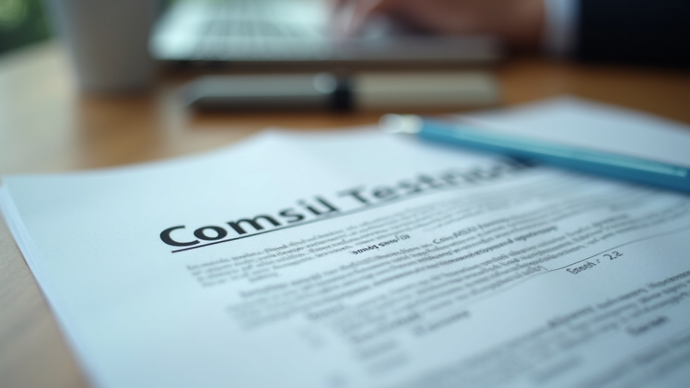 Eye-level view of a regulatory compliance document on a desk