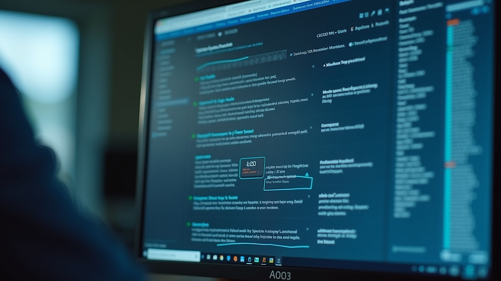 Eye-level view of a computer screen displaying regulatory compliance software