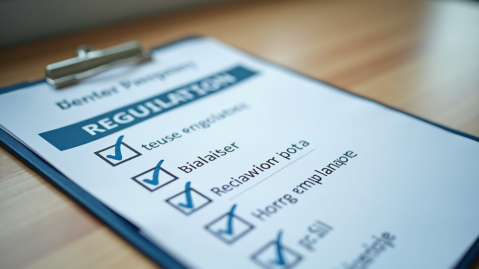 Close-up view of a regulatory compliance checklist on a clipboard