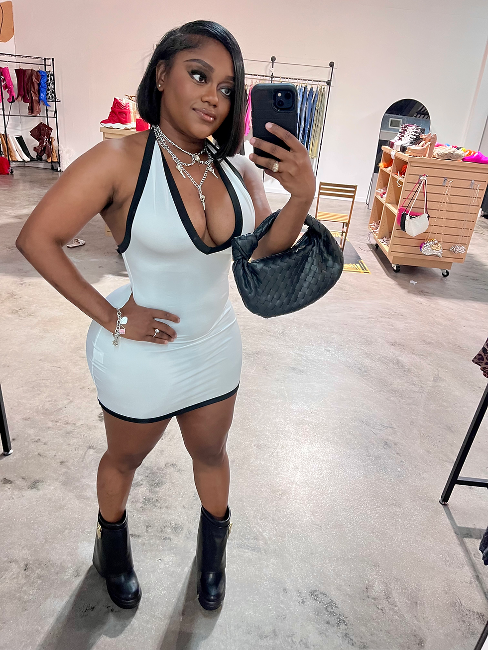 Thumbnail: Halter Black/Wht Dress