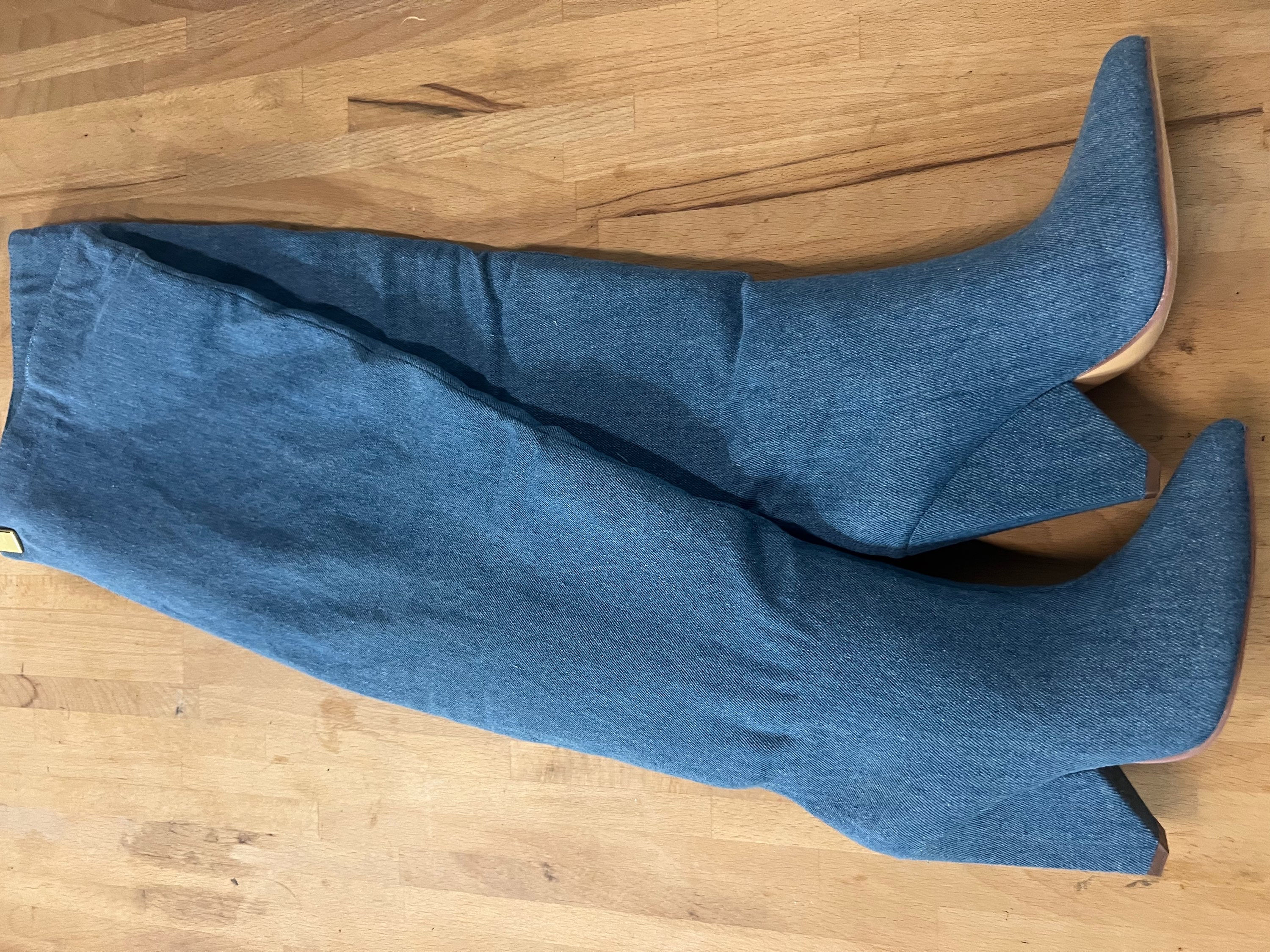 Blue Jean Thigh High Heels