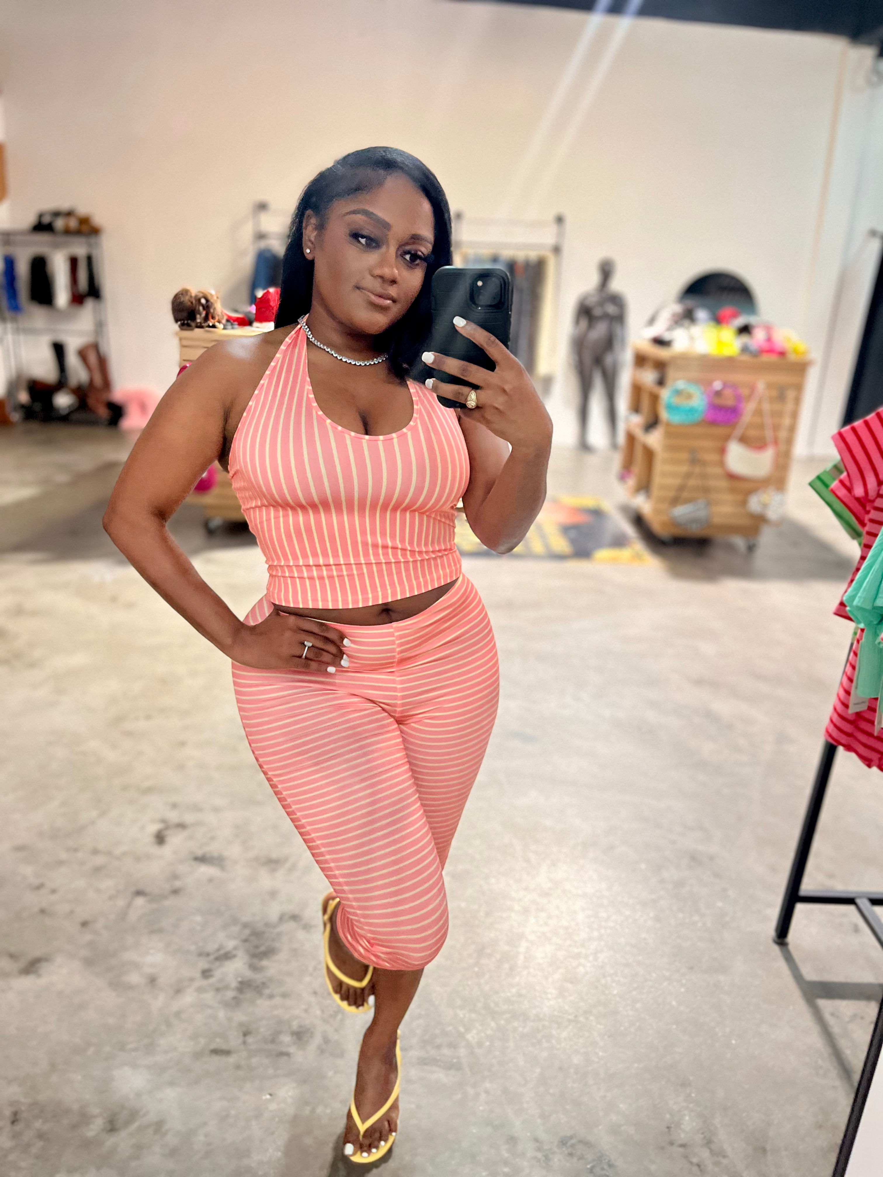 Halter Capri Stripe Set