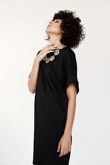 black satin silk T dress