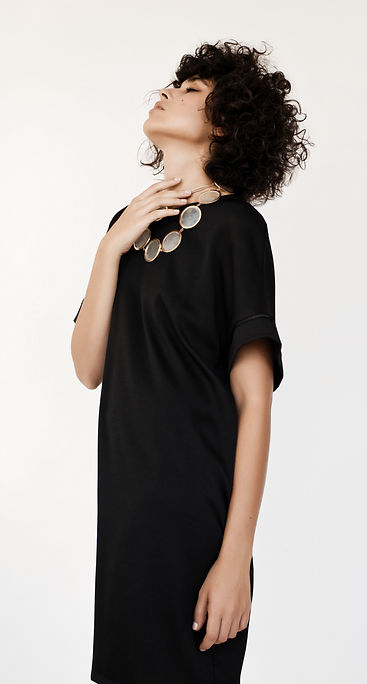 black satin silk T dress