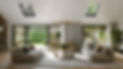 Large living room with cream sofas