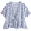 Thumbnail: Blue Floral Print Short Sleeve Open Top