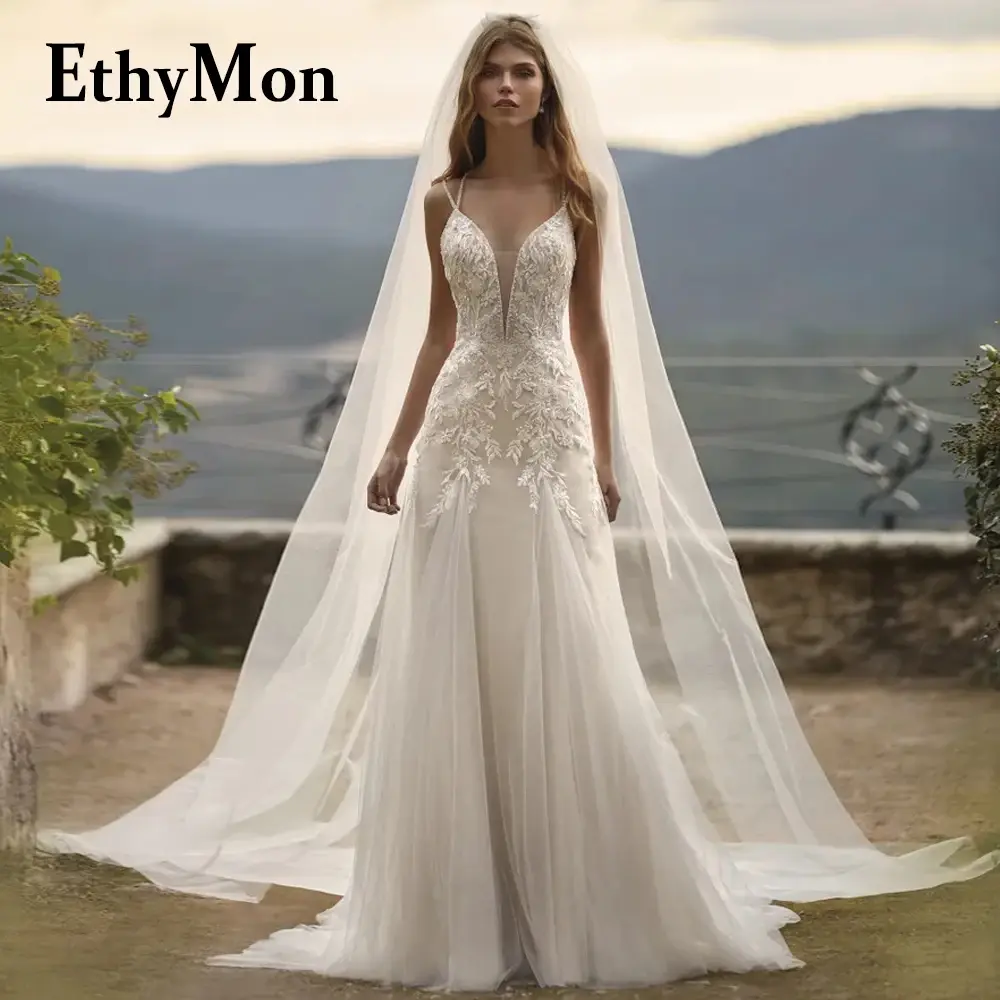 Mermaid Lace Criss-Cross Sequined Wedding Dress