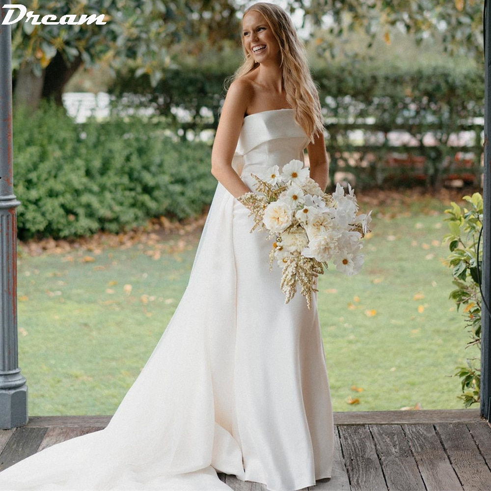 Strapless Mermaid Wedding Dress with Detachable Train