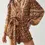Thumbnail: Brown Floral Print Long Sleeve Romper
