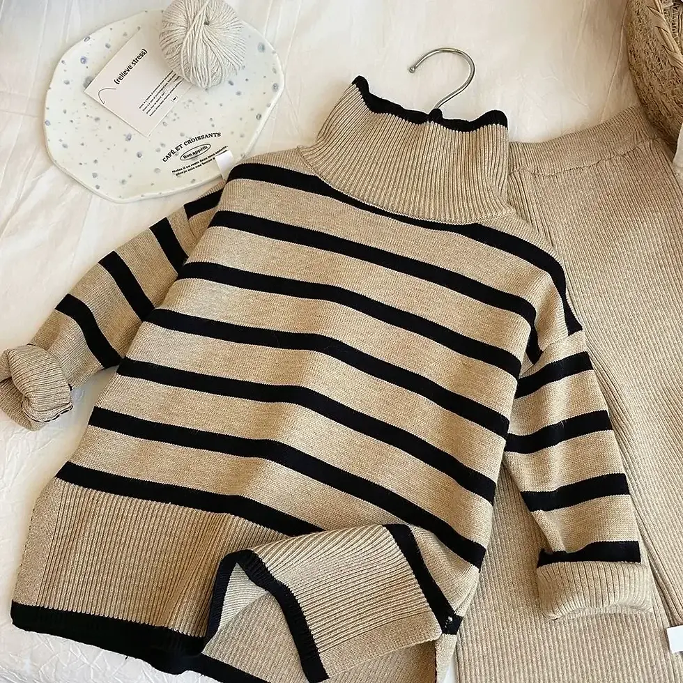 Thumbnail: 2Pcs Striped Sweater & Knitted Flared Pant Sizes 0-7 Years