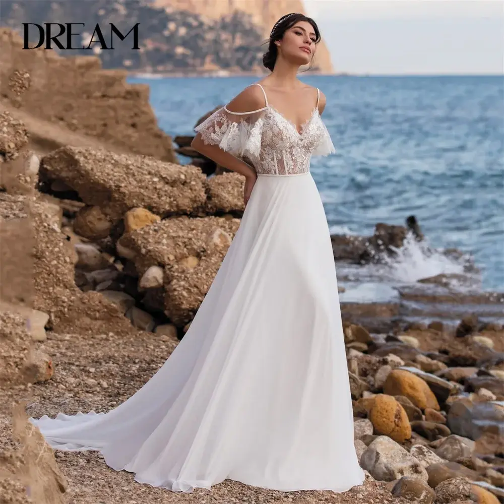 Lace Bodice V-Neck Bridal Gown