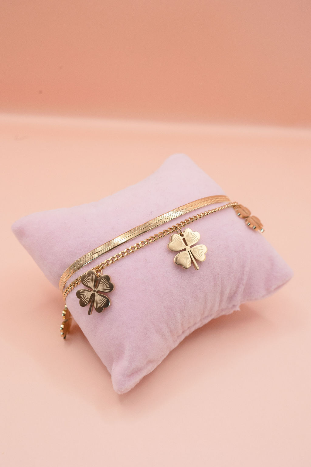 Sweet Four Leaf Clover Titanium Steel Plating Bracelet