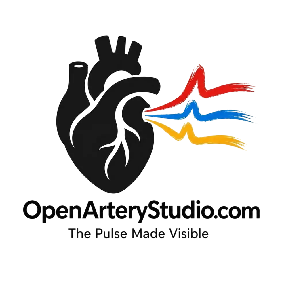 Open Artery Studio logo with heart and colorful EKG lines