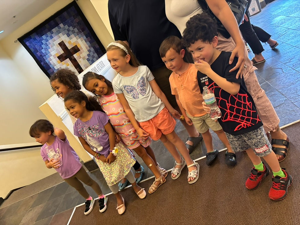 Smiling children enjoying community before church at Valley Christian in Las Vegas