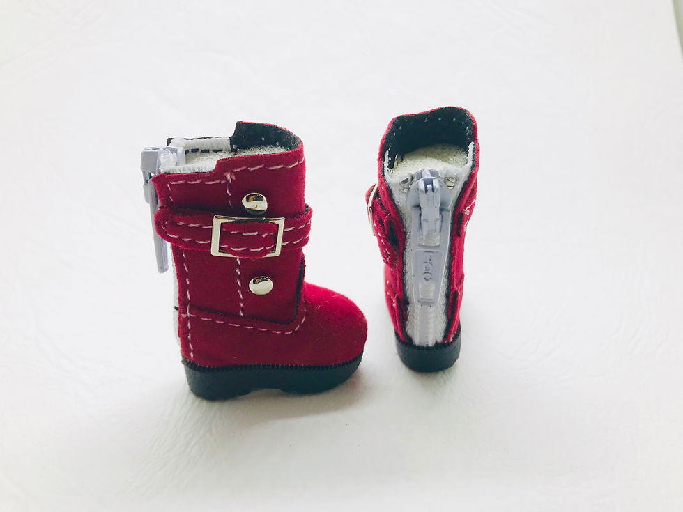 Thumbnail: Bottes velours rouge Blythe, Pullip