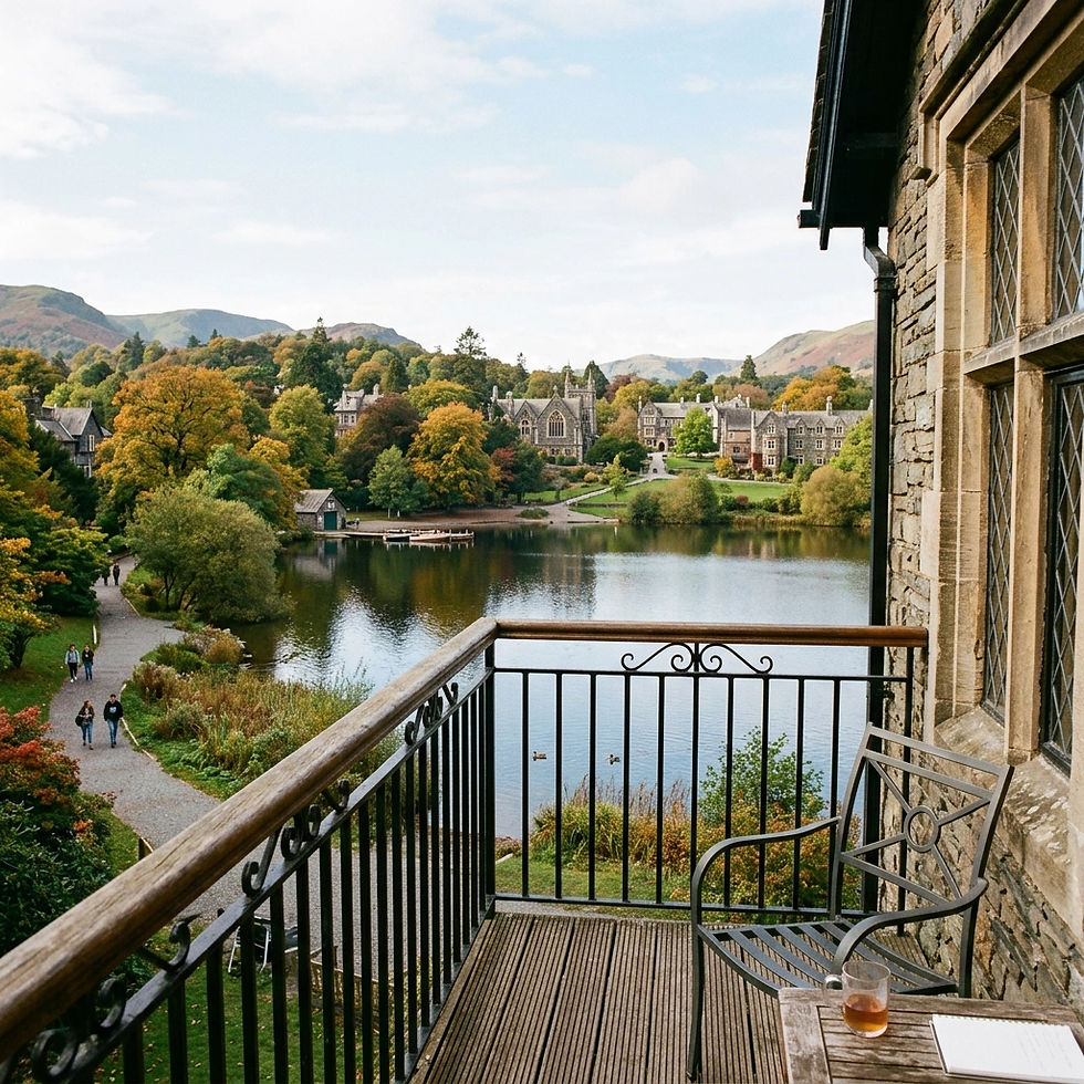 view of a small english lake from a balcony on a university campus.jpg
