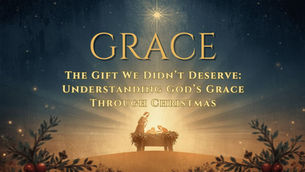 Jesus in a manger, with the word Grace
