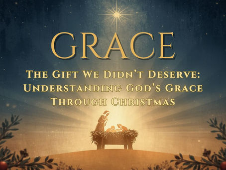 Jesus in a manger, with the word Grace