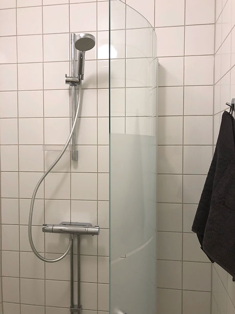 Duschrum på Kungsholmen efter renovering utförd av Badrumsgruppen