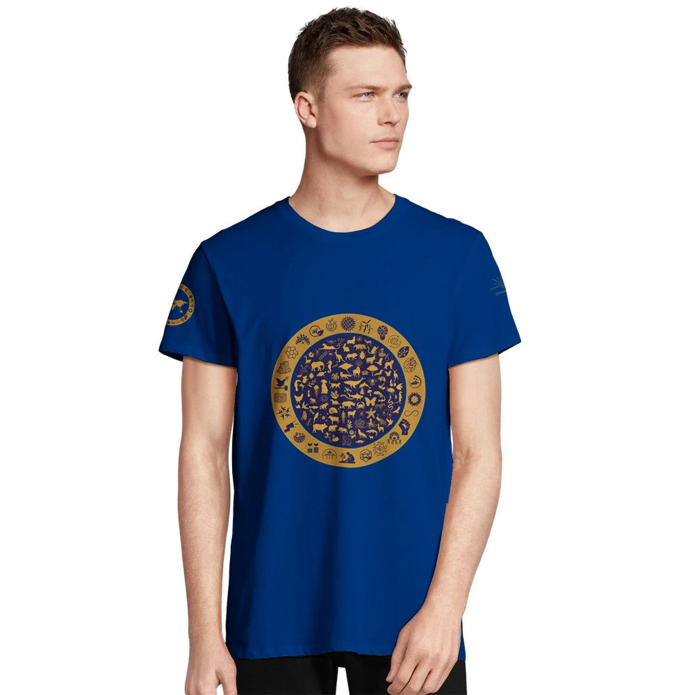 Recycled blend Unisex Crewneck T-shirt | GOLD DEEP BLUE