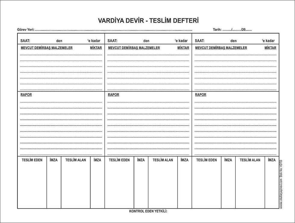 Vardiya Devir Defteri