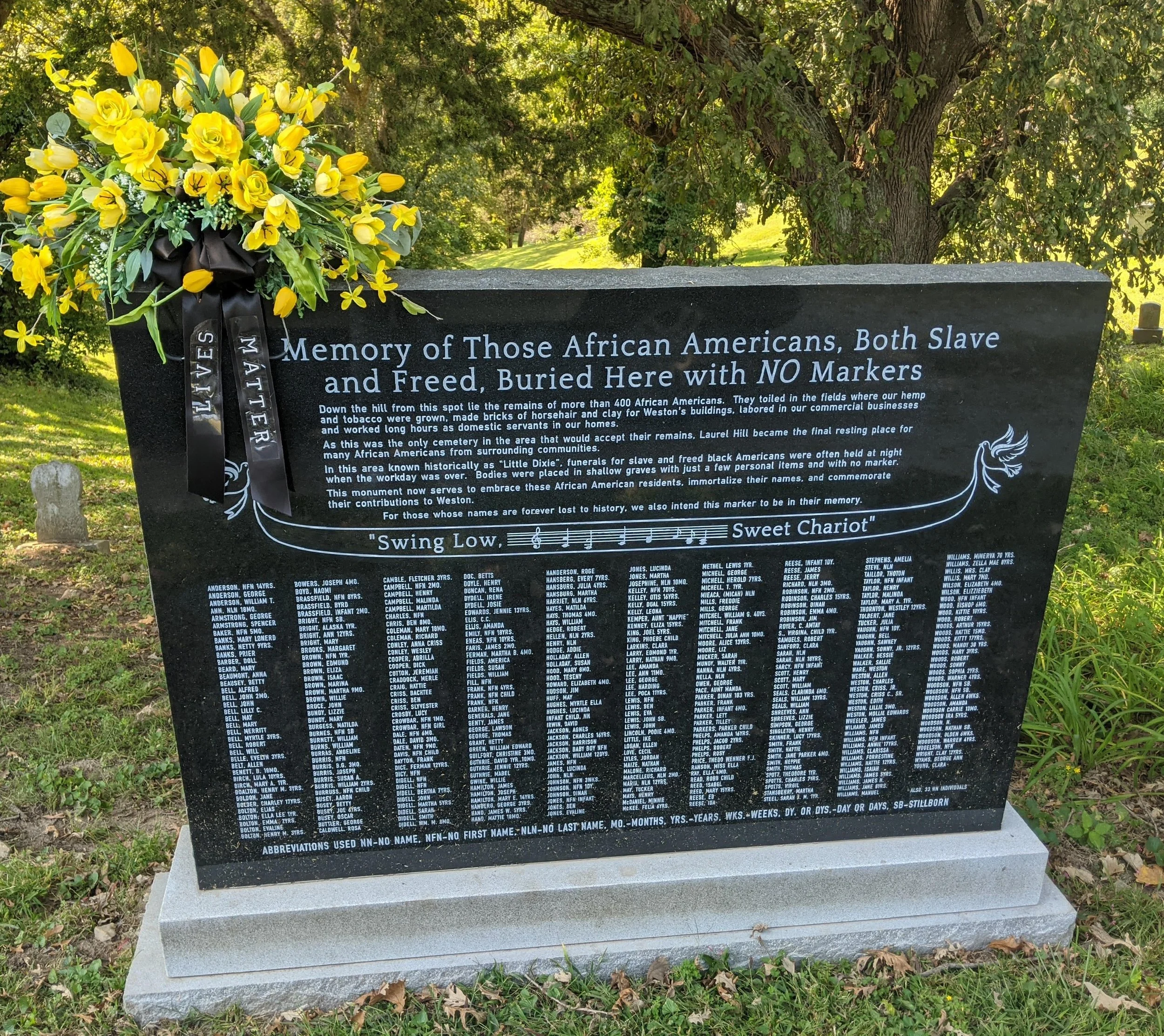 In Memory of Weston's Black Ancestors