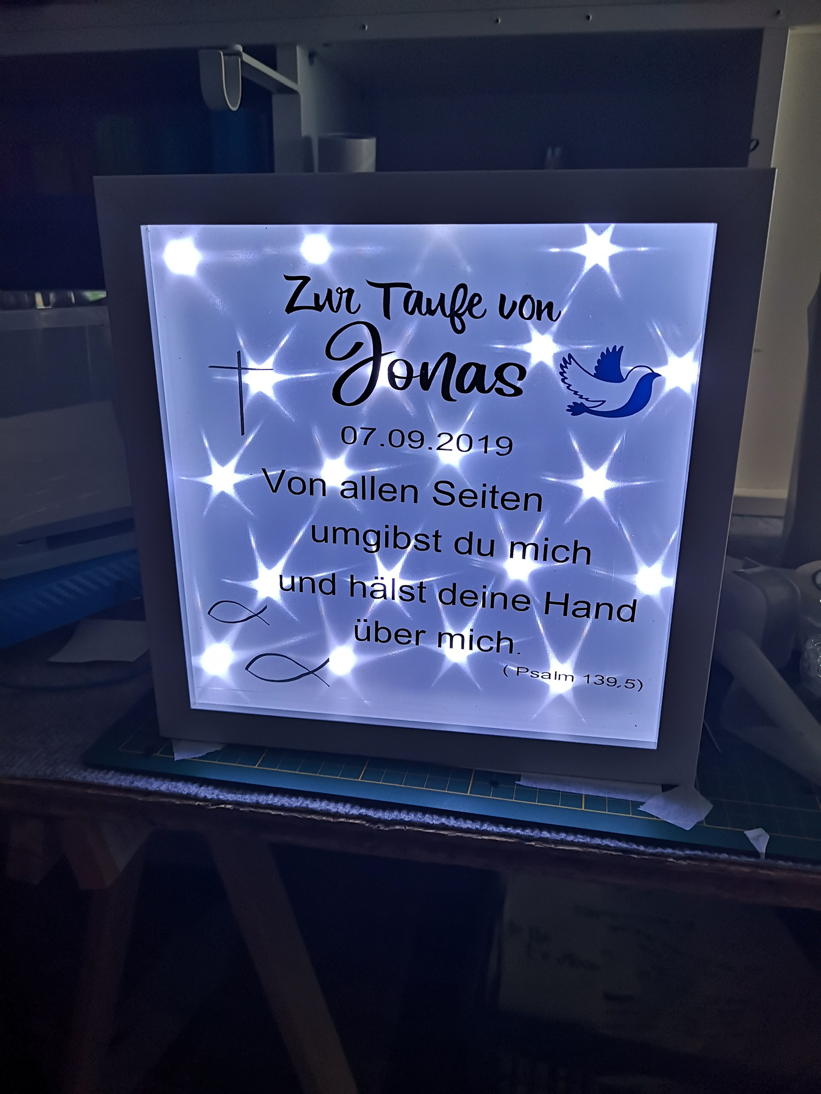 Leuchtbilderrahmen Taufe