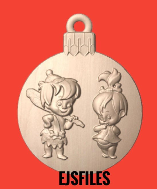 3d stl file Pebbles and BamBam ornament