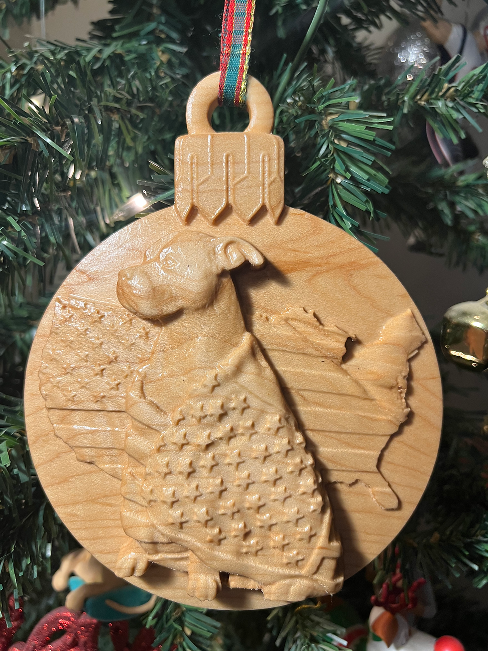 Patriotic Pitbull Ornament
