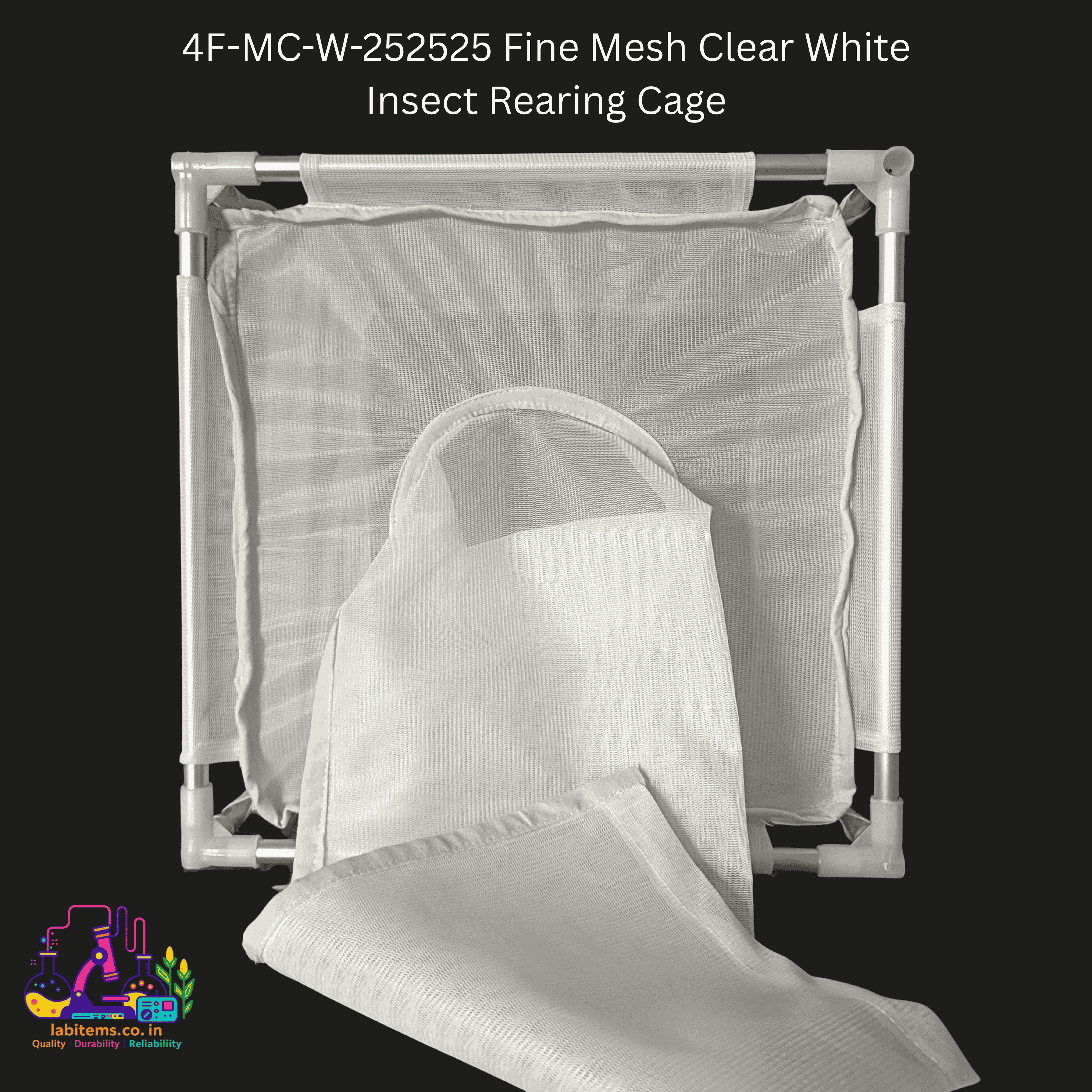 4F-MC-W-252525 Fine Mesh Clear White Insect Rearing Cage