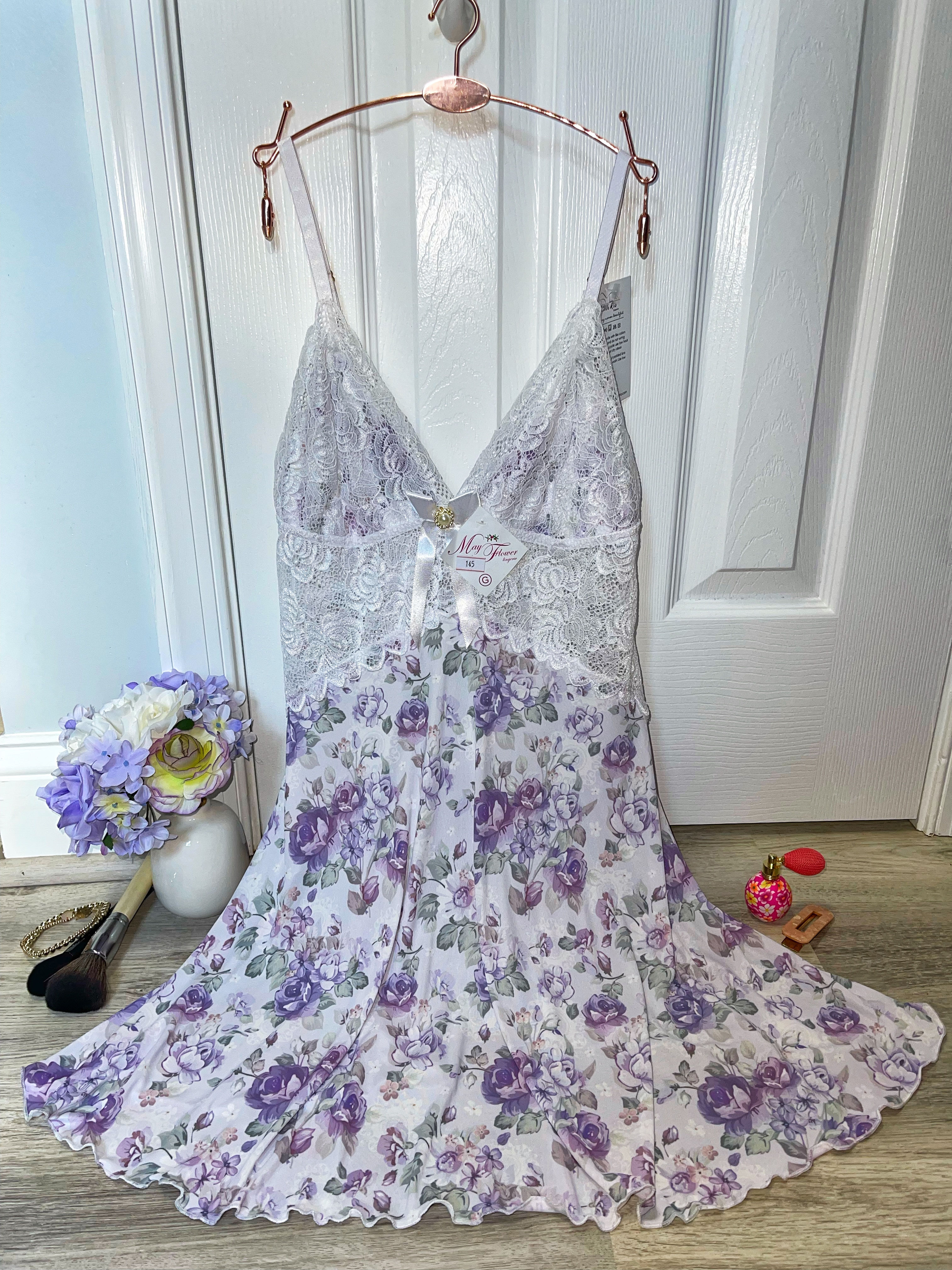Slip dress purple flowers