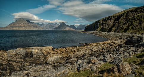 View Across Loch Scavaig Towards Black Cuillin Mountains From Elgol Beach