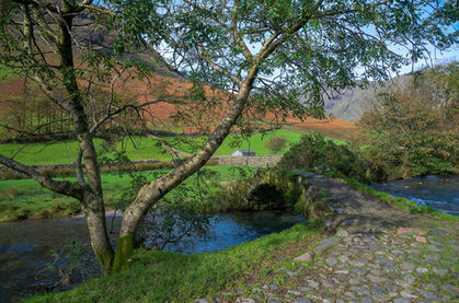 View Across Row Bridge Over Mosedale Beck, Wasdale Head, Lake District National Park, Cumbria