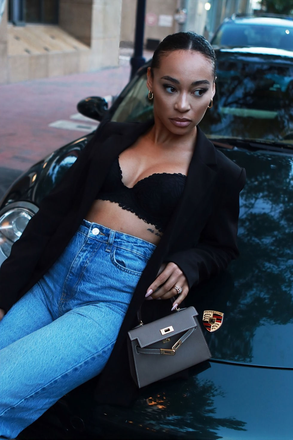 Thumbnail: Xtelier Elegance Leather Handbag in Taupe Color