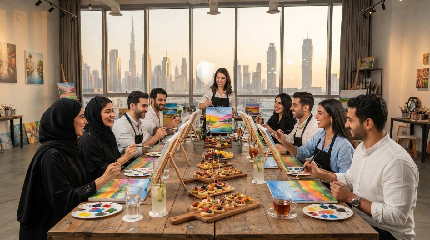 Paint parties in Dubai with drinks and guided painting