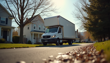 a large van parked outside a house