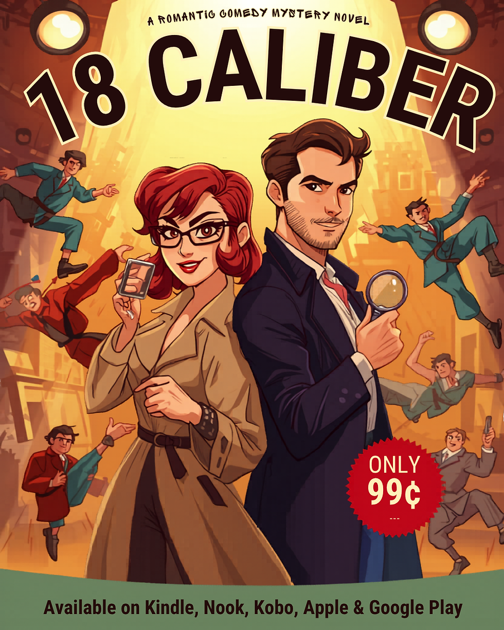 18 Caliber, A Romantic Comedy Mystery Novel (Maizie Albright Star Detective 6) for .99