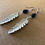 Thumbnail: Amethyst black jasper and silver feather charm dangle earrings