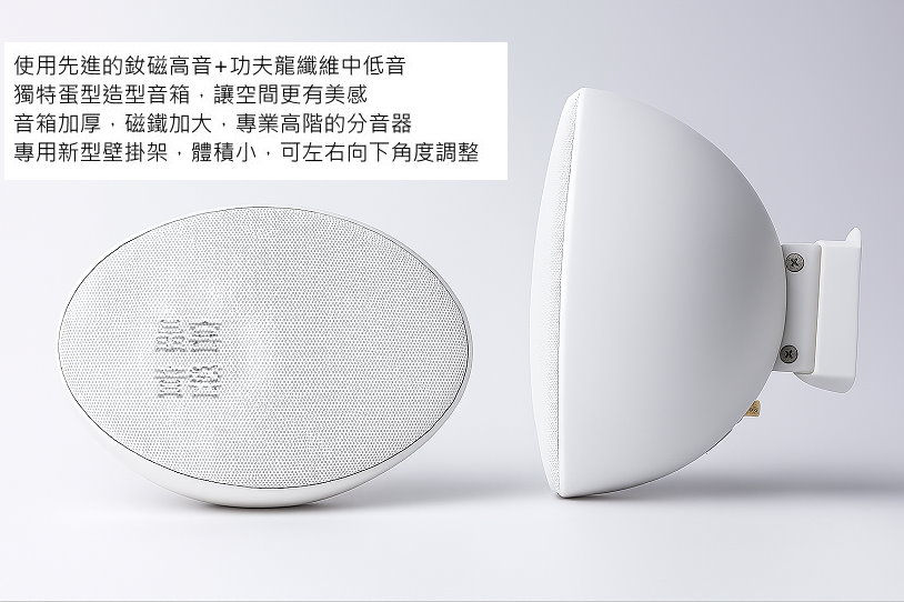 縮圖：晶喜音響 TSC 4.5吋 壁掛喇叭 1組2支 圓弧蛋型設計感 天空聲道喇叭 環繞喇叭 ATMOS喇叭 開店喇叭