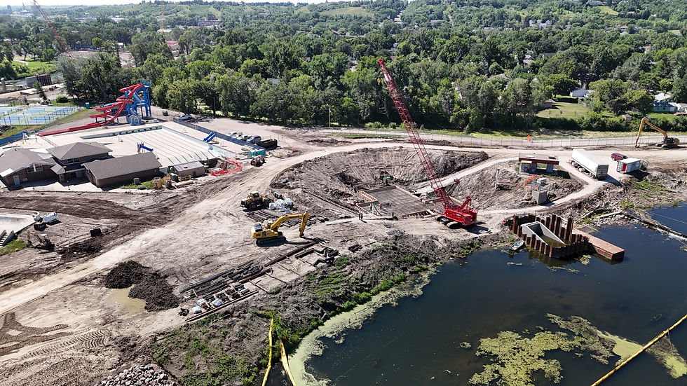 Work being done on the new pump station inside the park entrance and to the west of Roosevelt Park Pool.