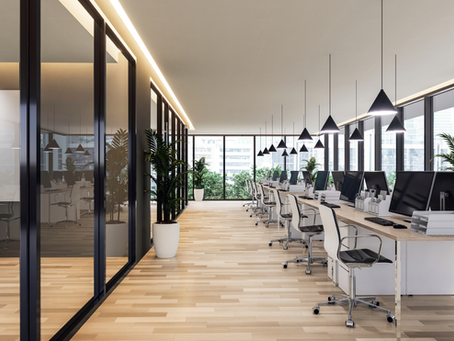 Arquitetura corporativa estratégica em escritório moderno de alta performance
