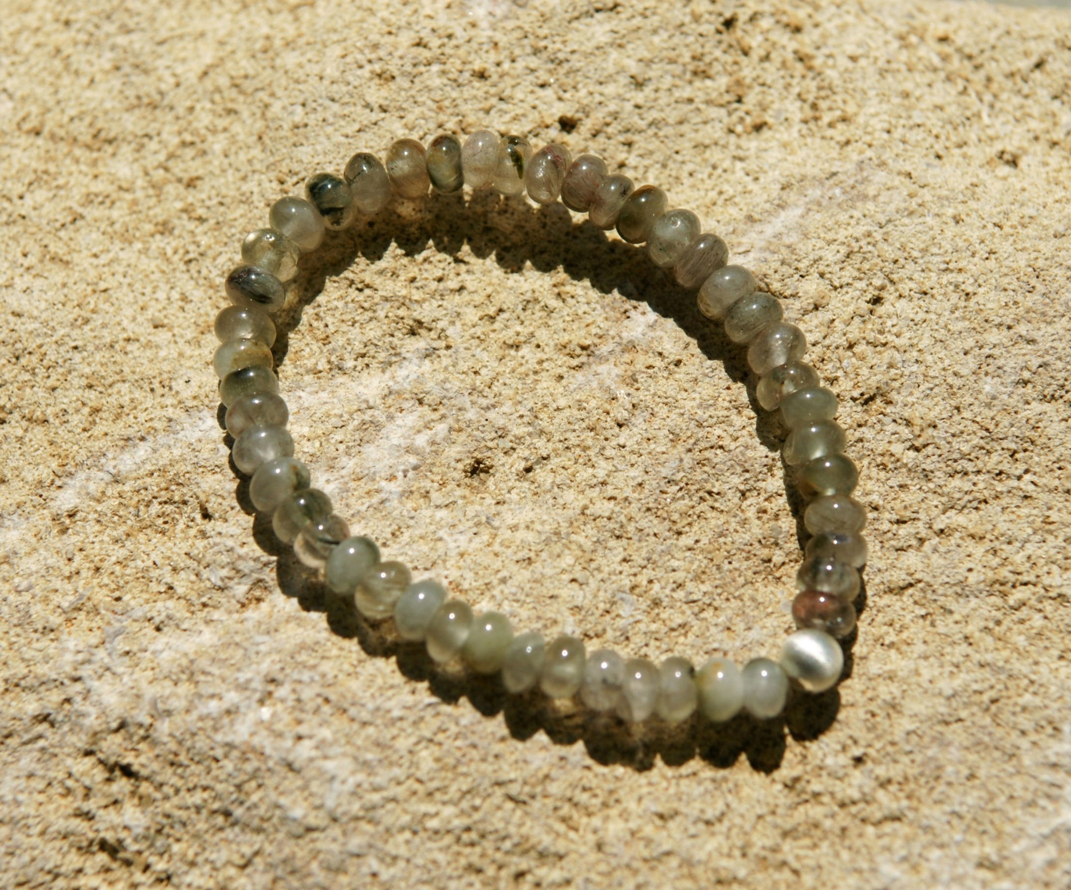 Armband, Bracelet: Aragonit Button grün Silber 925