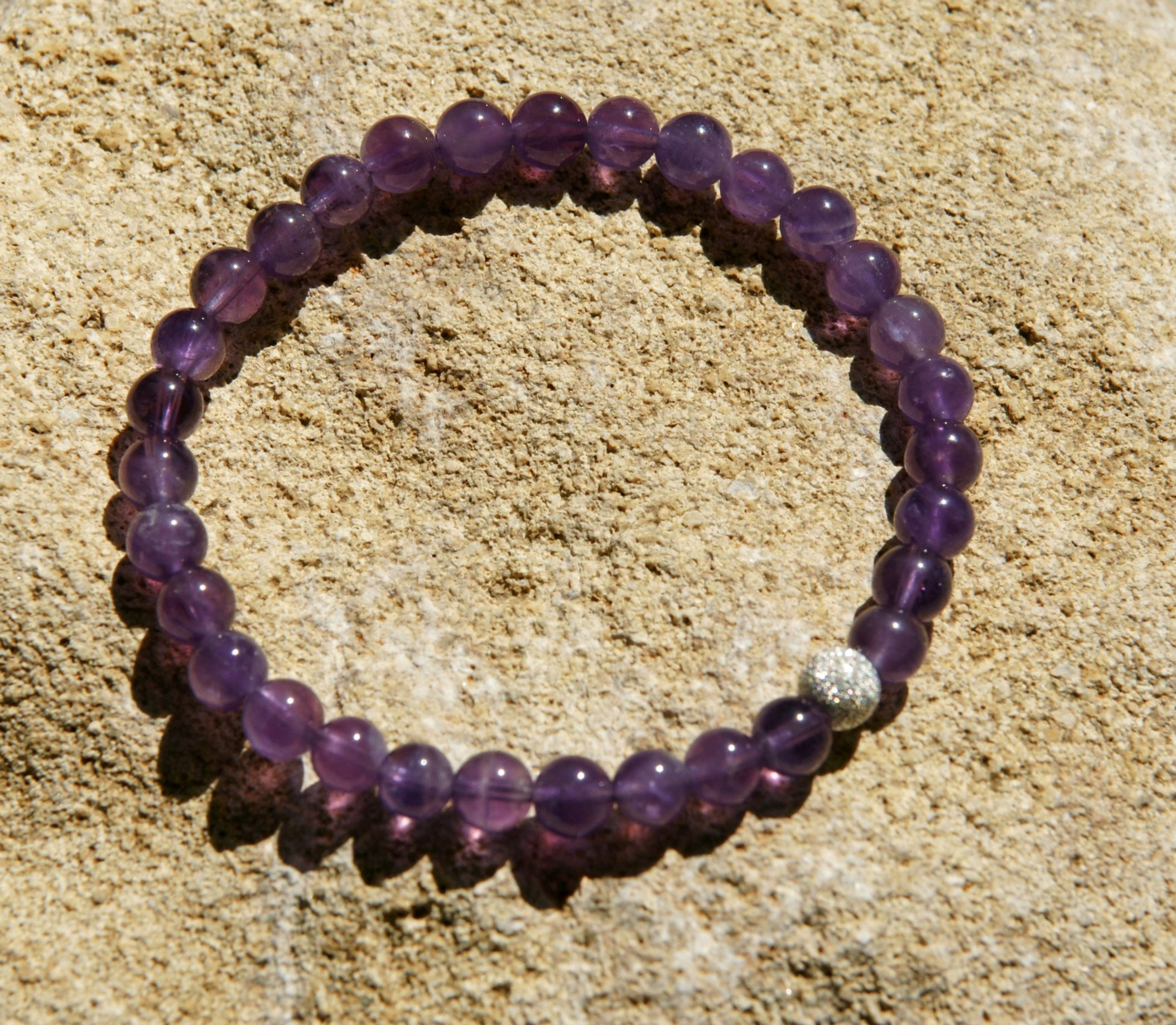 Armband, Bracelet: Amethyst  6mmSilber 925