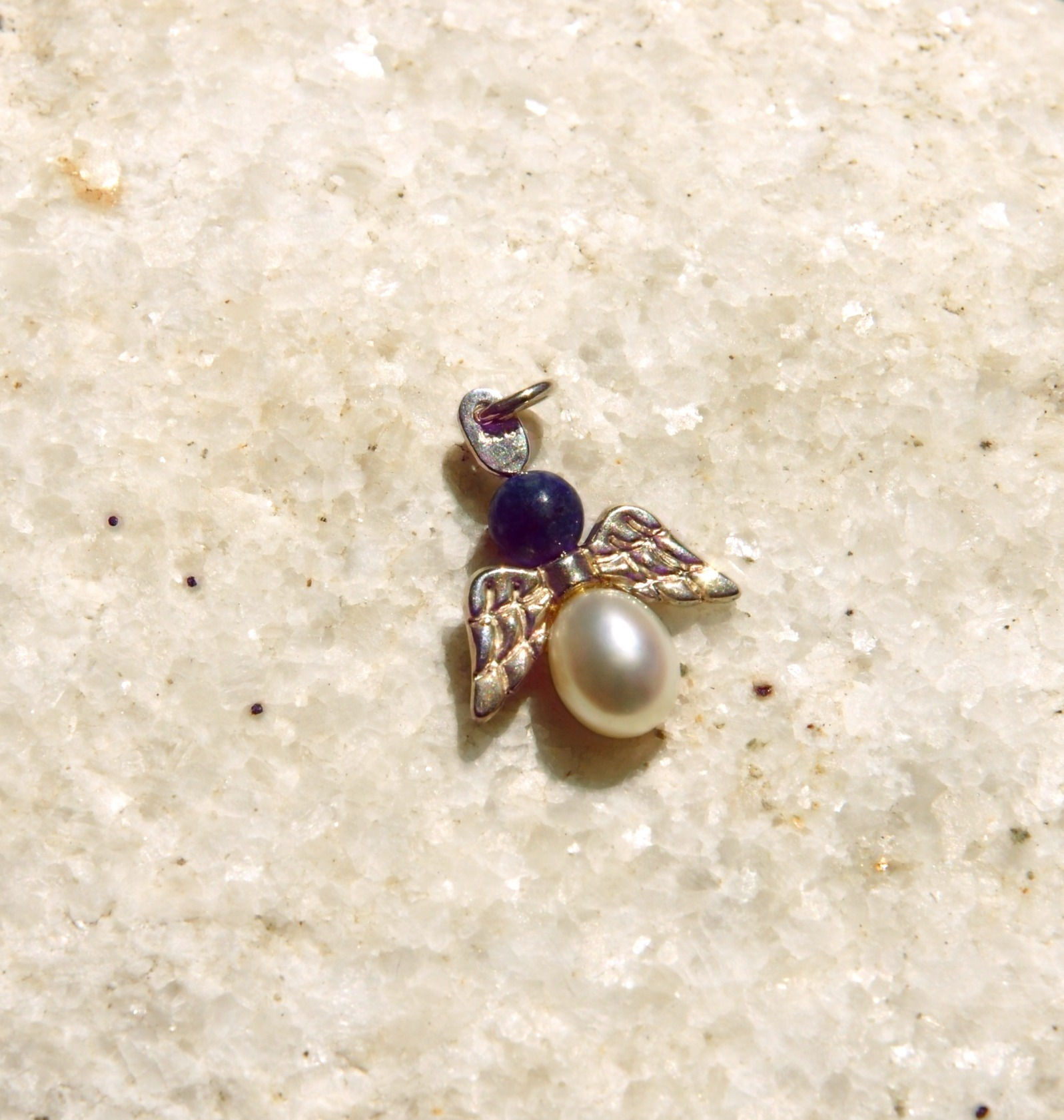 Anhänger Engel Silber 925 Sodalith Süsswasser Perle Oese