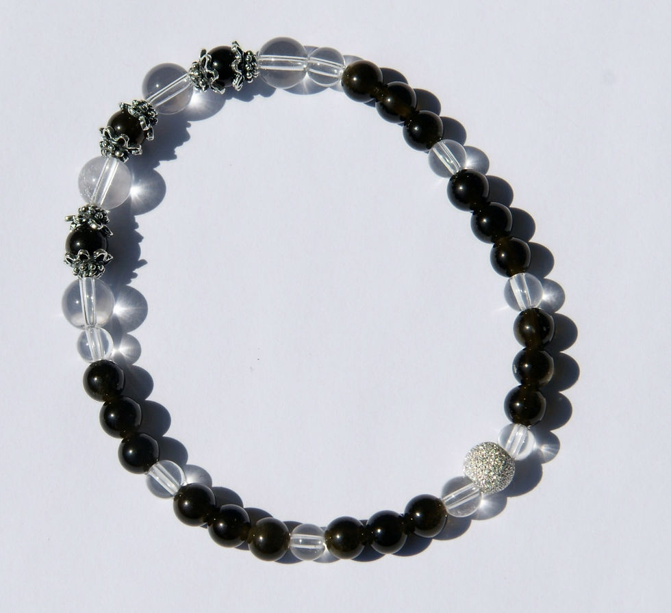 Miniaturbild: Armband, Bracelet: Bergkristall Goldobsidian Silber 925